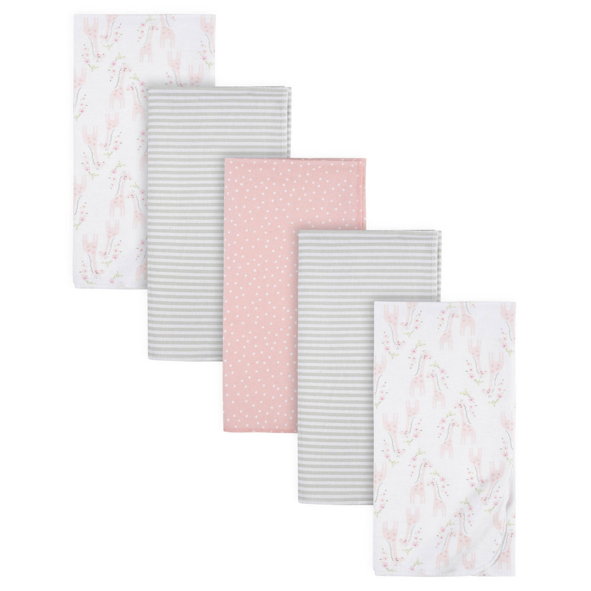 5-Pack Baby Girls Mommy & Me Giraffe Flannel Receiving Blankets-Gerber Childrenswear