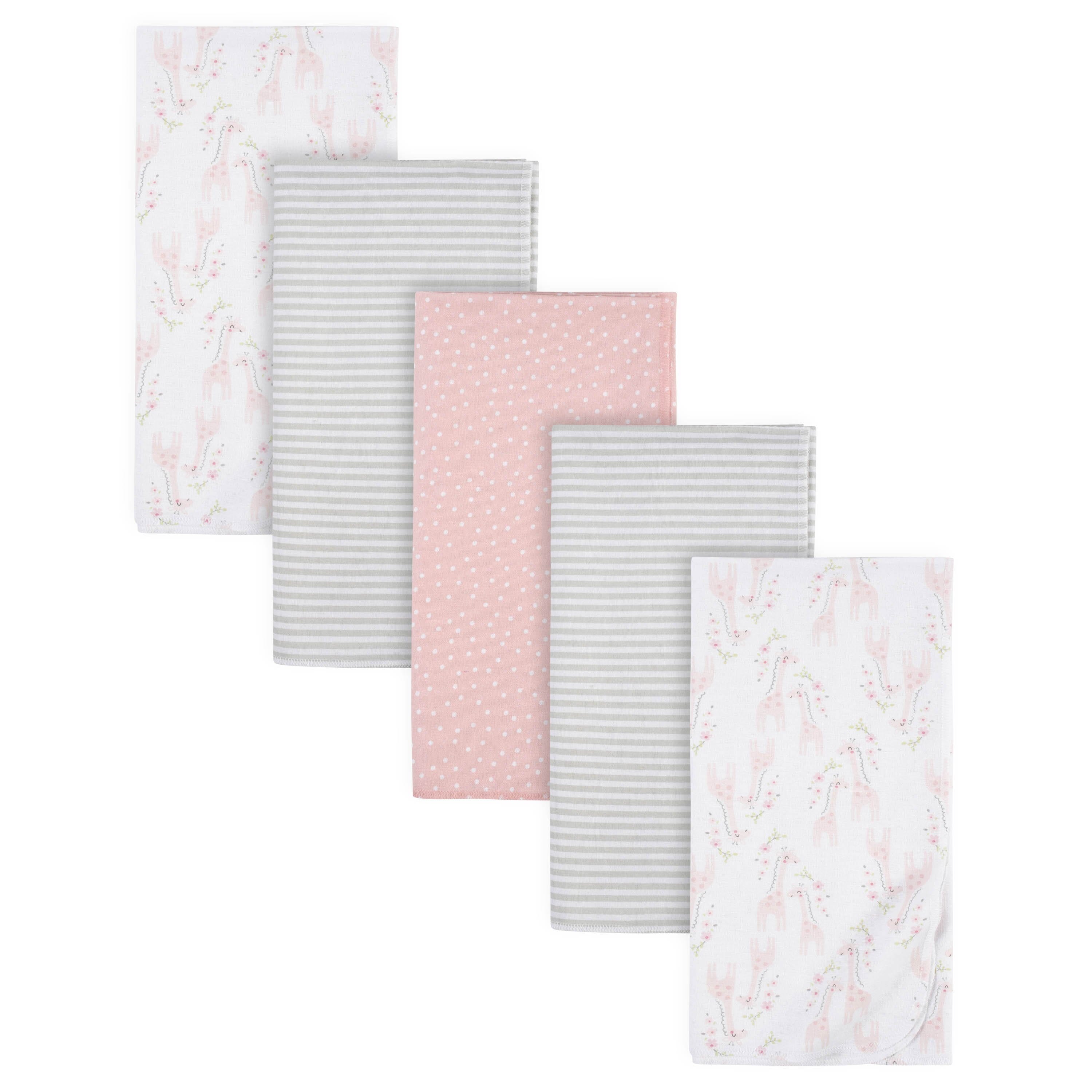 5-Pack Baby Girls Mommy & Me Giraffe Flannel Receiving Blankets-Gerber Childrenswear