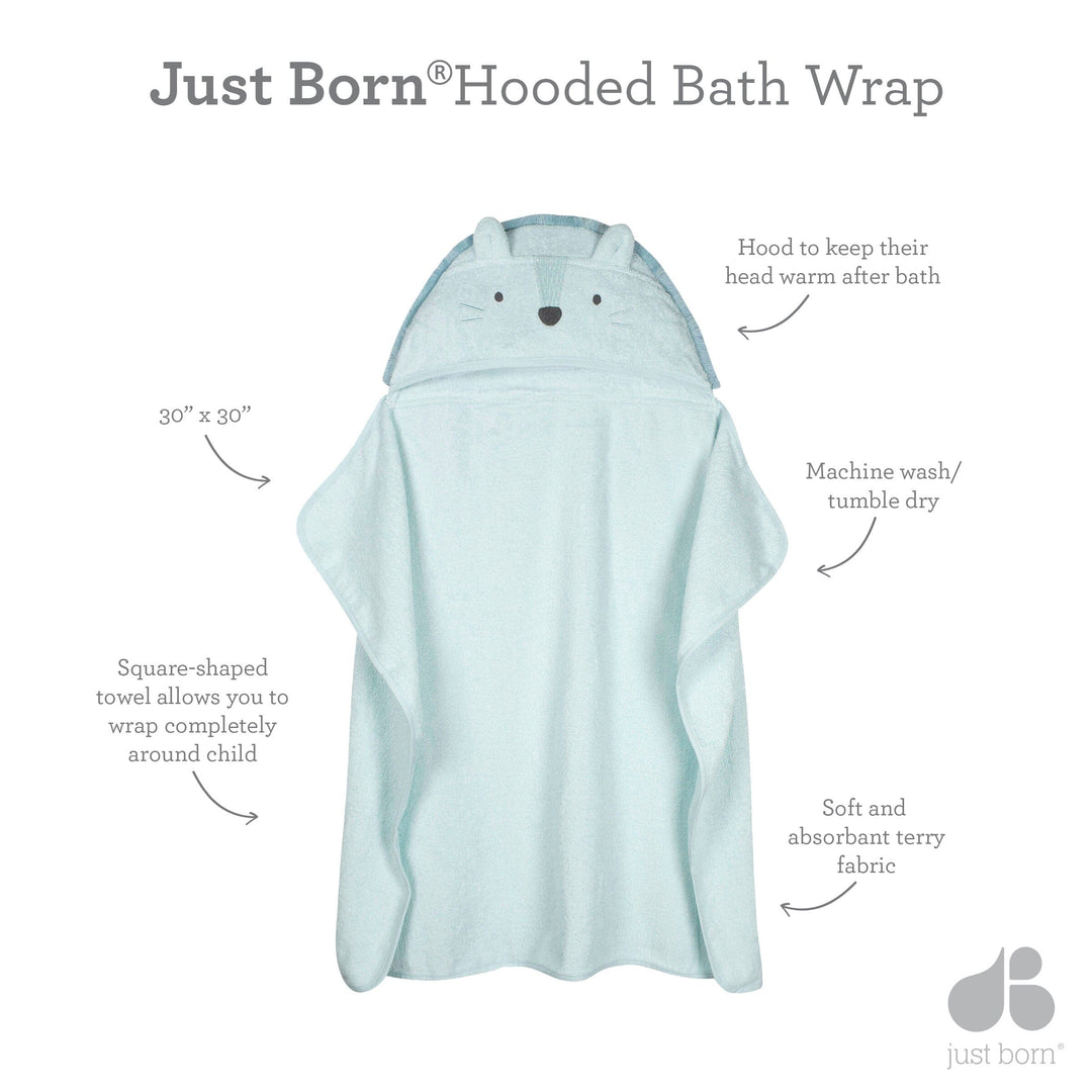 Embroidered Grey Hippo Hooded Towel