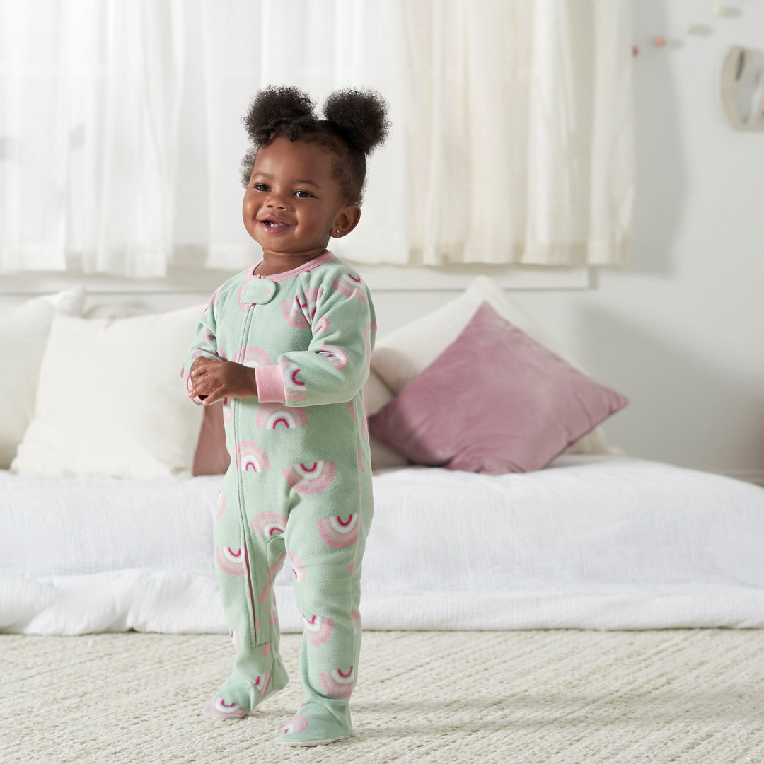 2-Pack Baby & Toddler Girls Green Rainbow Fleece Pajamas – Gerber