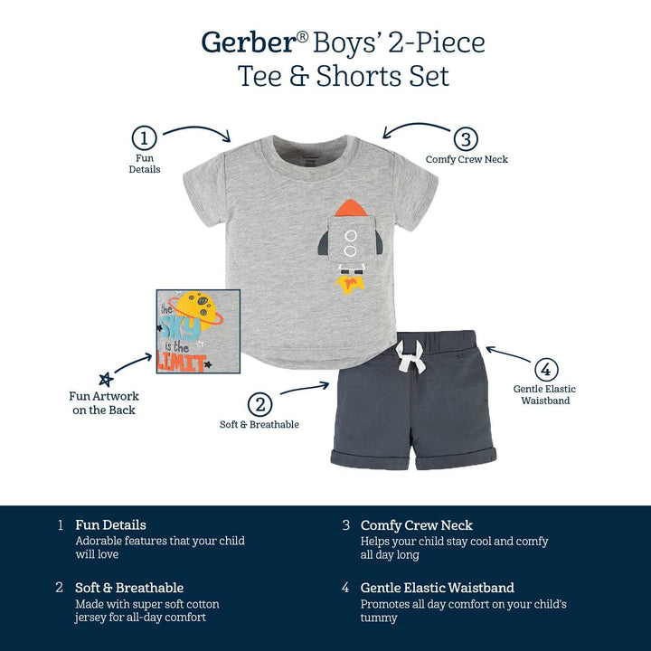 2-Piece Baby & Toddler Boys Blast Off Pocket Tee & Knit Shorts Set