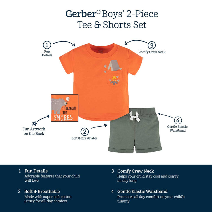 2-Piece Baby & Toddler Boys Camping Fun Pocket Tee & Knit Shorts Set