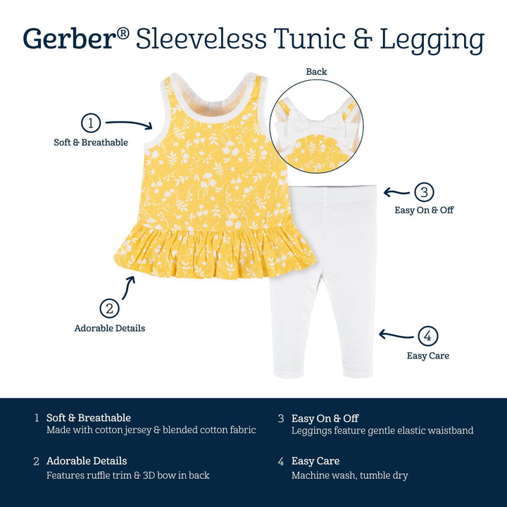 2-Piece Baby Girls Summer Blossom Sleeveless Tunic & Legging Set-Gerber Childrenswear