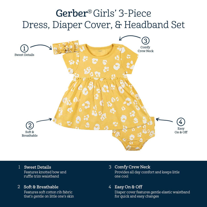 3-Piece Baby & Toddler Girls Purrfectly Wild Dress, Diaper Cover & Headband Set