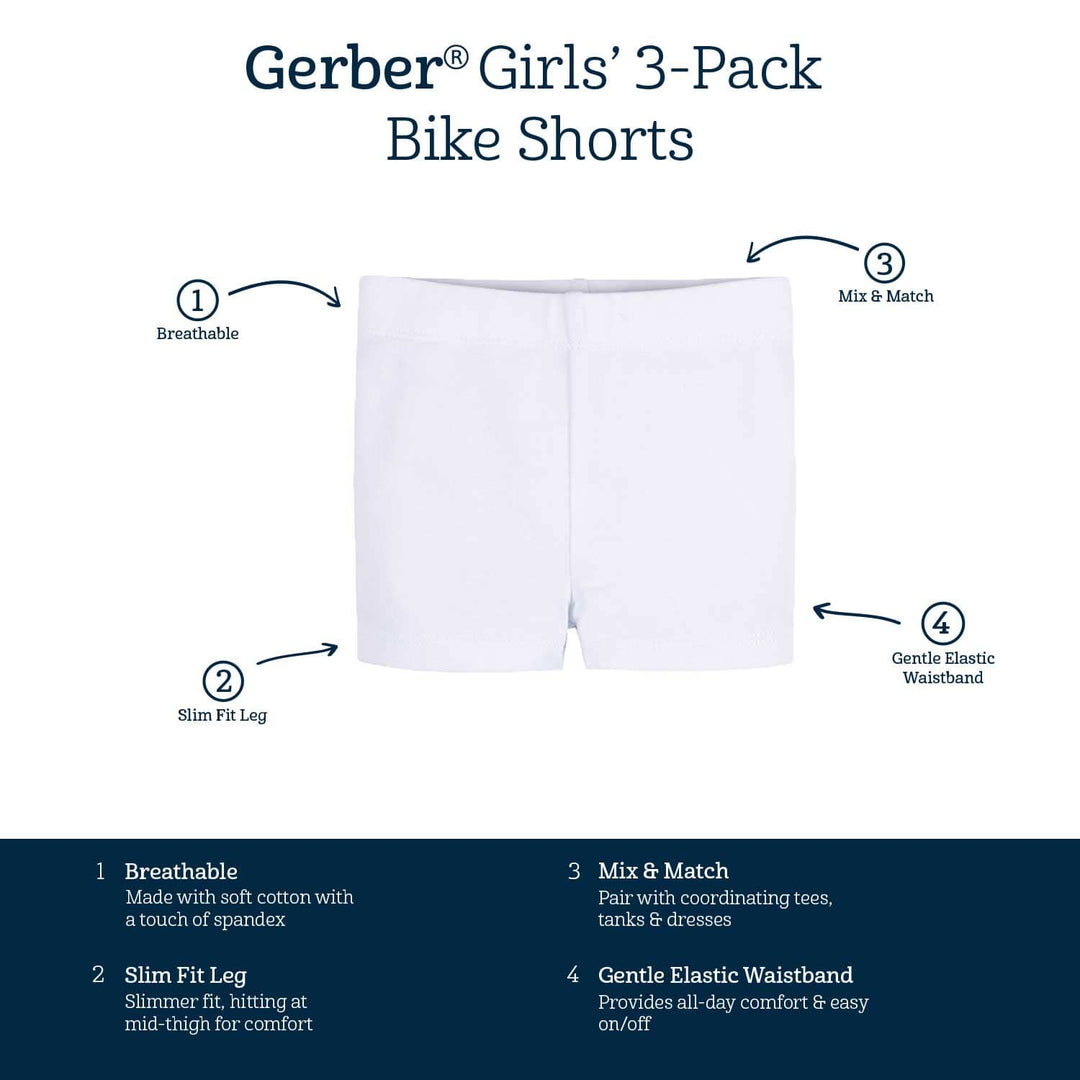 3-Pack Baby & Toddler Girls Picnic Day Dreams Pull-On Bike Shorts
