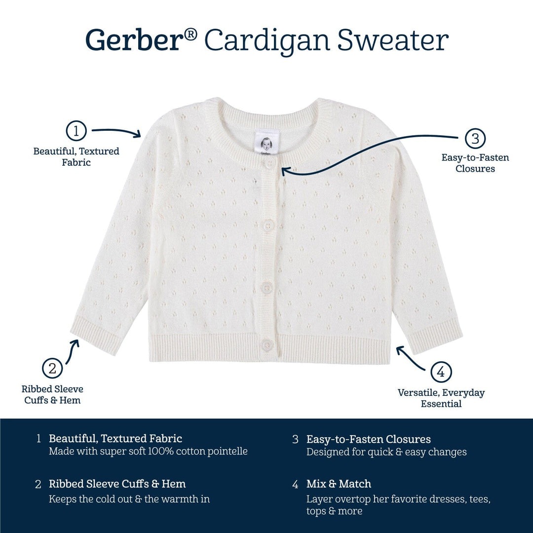 Baby & Toddler Girls White Pointelle Cardigan-Gerber Childrenswear