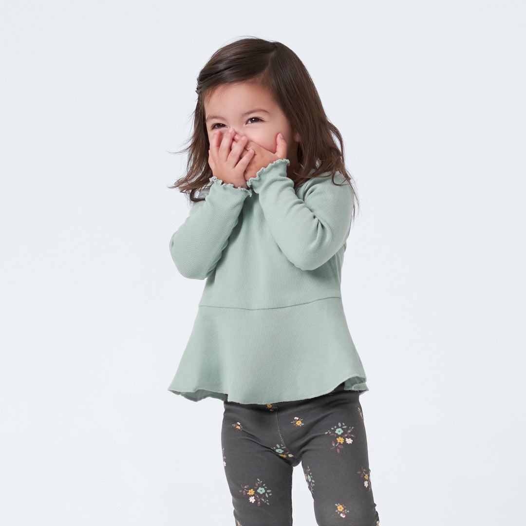 2-Pack Infant & Toddler Girls Mint Floral Peplum Tops – Gerber