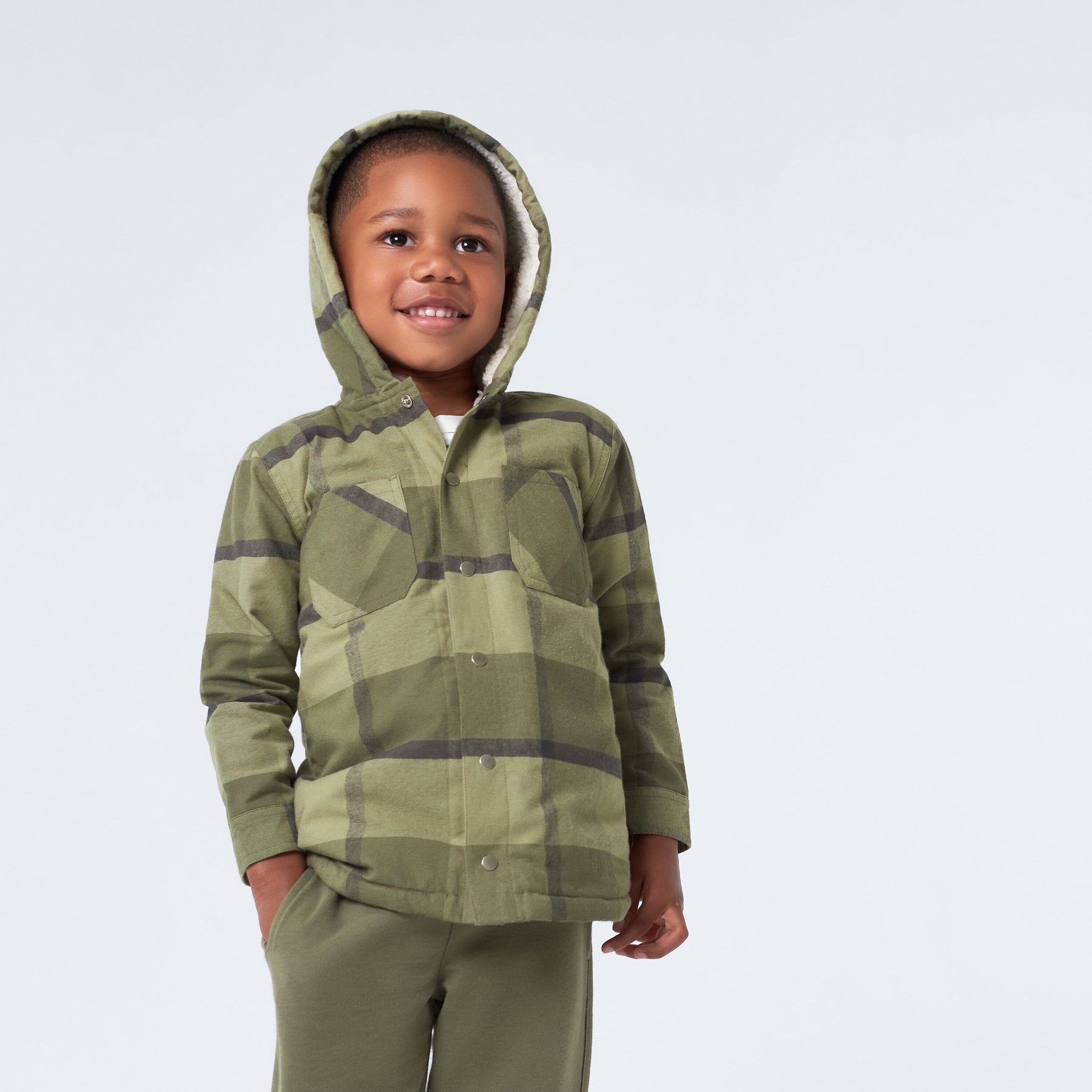 2-Piece Infant & Toddler Boys Sage Green Plaid Flannel Jacket & Jogger ...