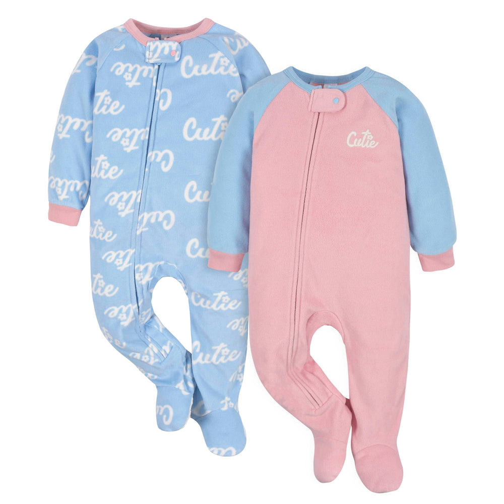4-Pack Baby & Toddler Girls Tiger & Cutie Fleece Pajamas