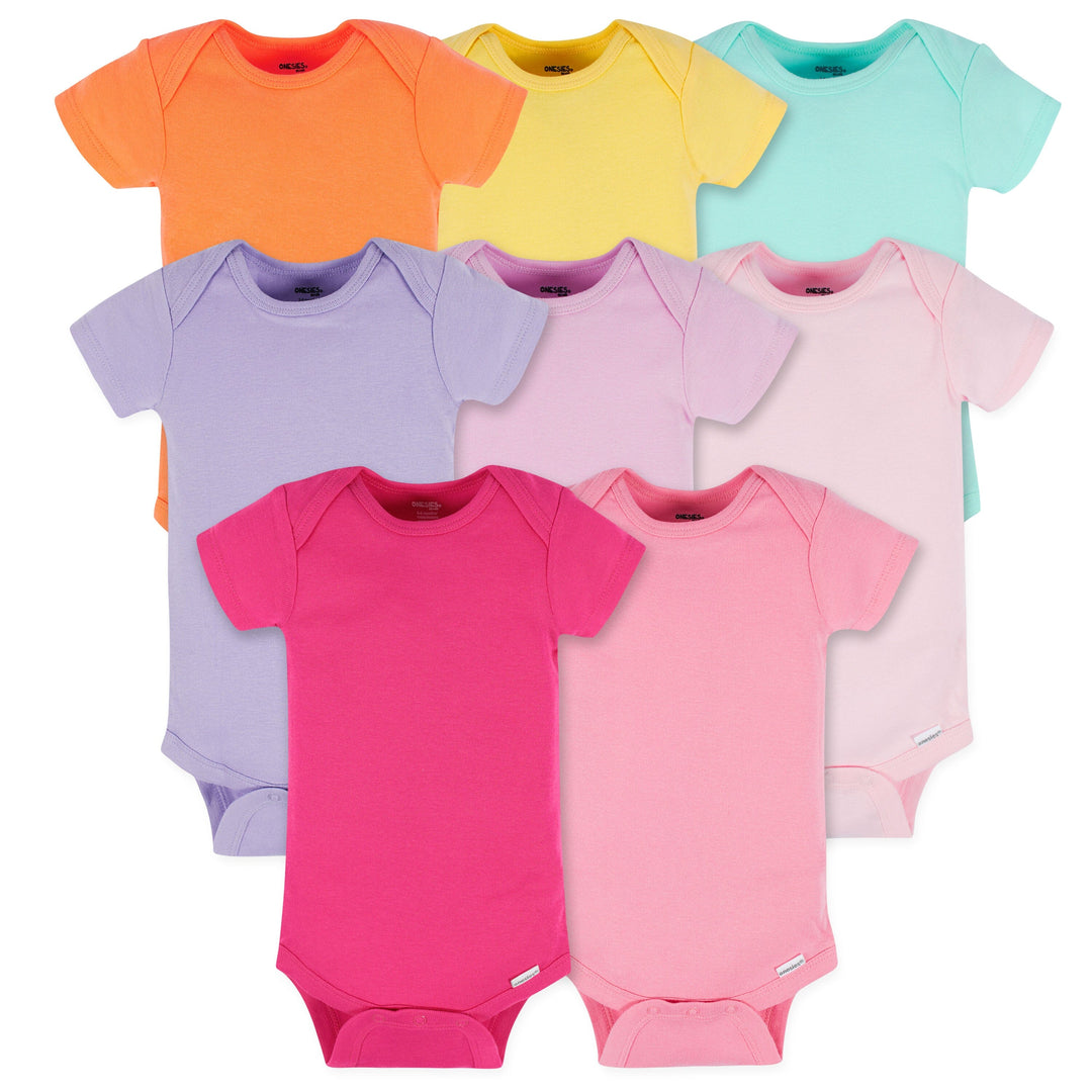 8-Pack Baby Neutral Pastel Rainbow Short Sleeve Onesies® Bodysuits