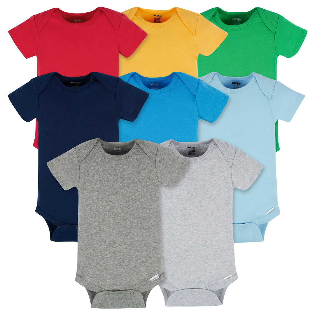 8-Pack Baby Neutral Classic Rainbow Short Sleeve Onesies