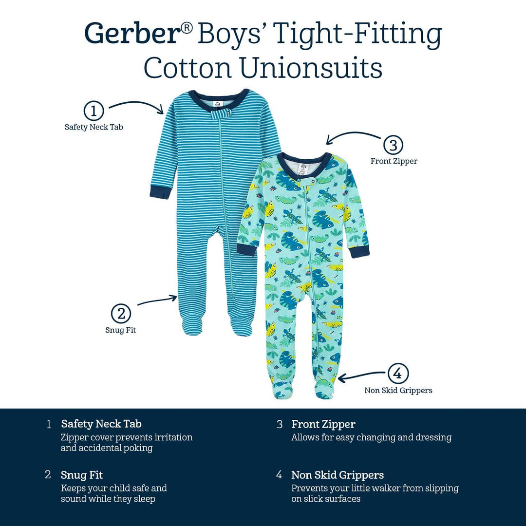 2-Pack Baby & Toddler Boys Bug Expert Snug Fit Footed Cotton Pajamas