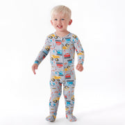 Baby & Toddler Boys Construction Trucks Buttery-Soft Viscose Made from Eucalyptus Snug Fit Footed Pajamas
