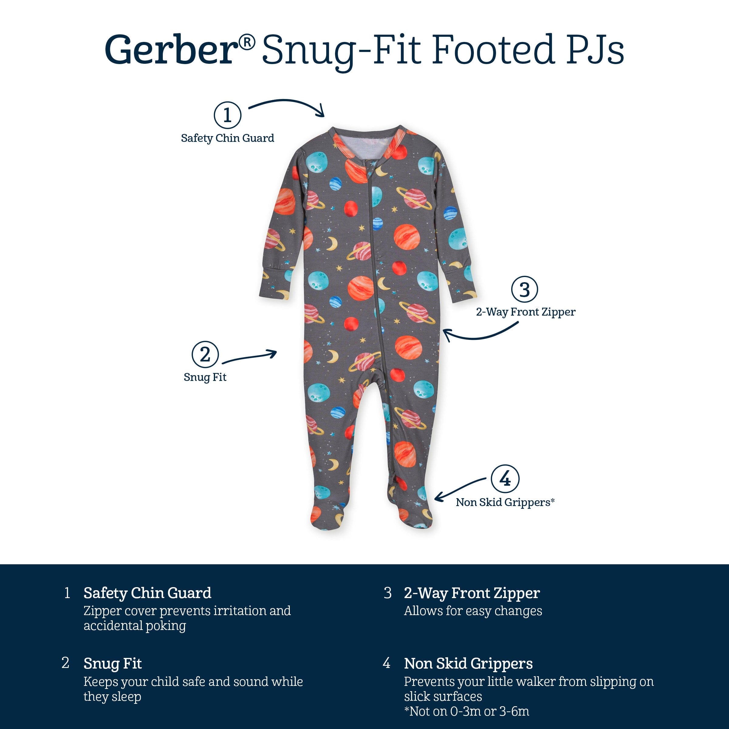 Baby & Toddler Outer Space Buttery Soft Viscose Made from Eucalyptus Snug Fit Footed Pajamas