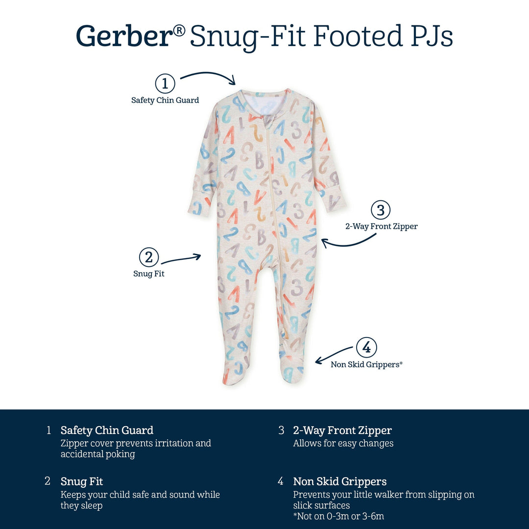 Baby & Toddler Alphabet Soup Buttery Soft Viscose Made from Eucalyptus Snug Fit Footed Pajamas