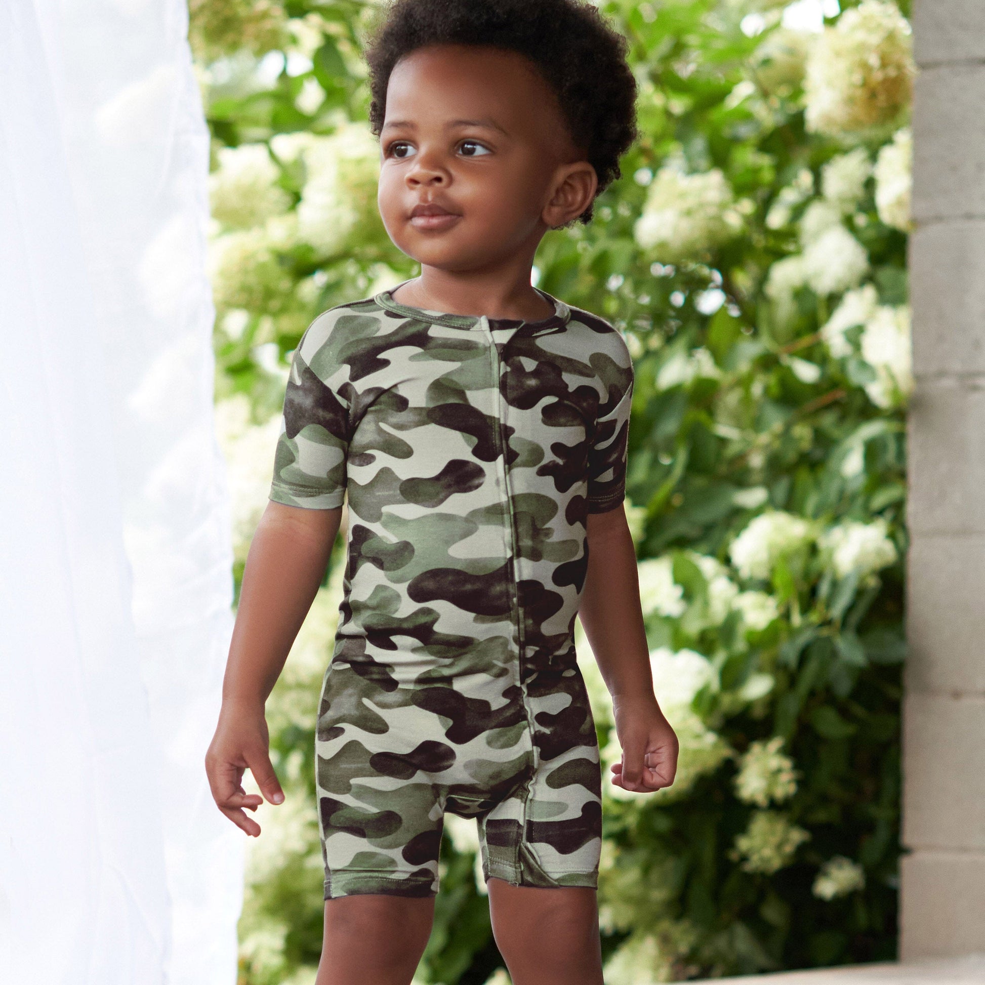 Baby Boys Hide & Seek Camo Buttery-Soft Viscose Made from Eucalyptus Snug Fit Romper