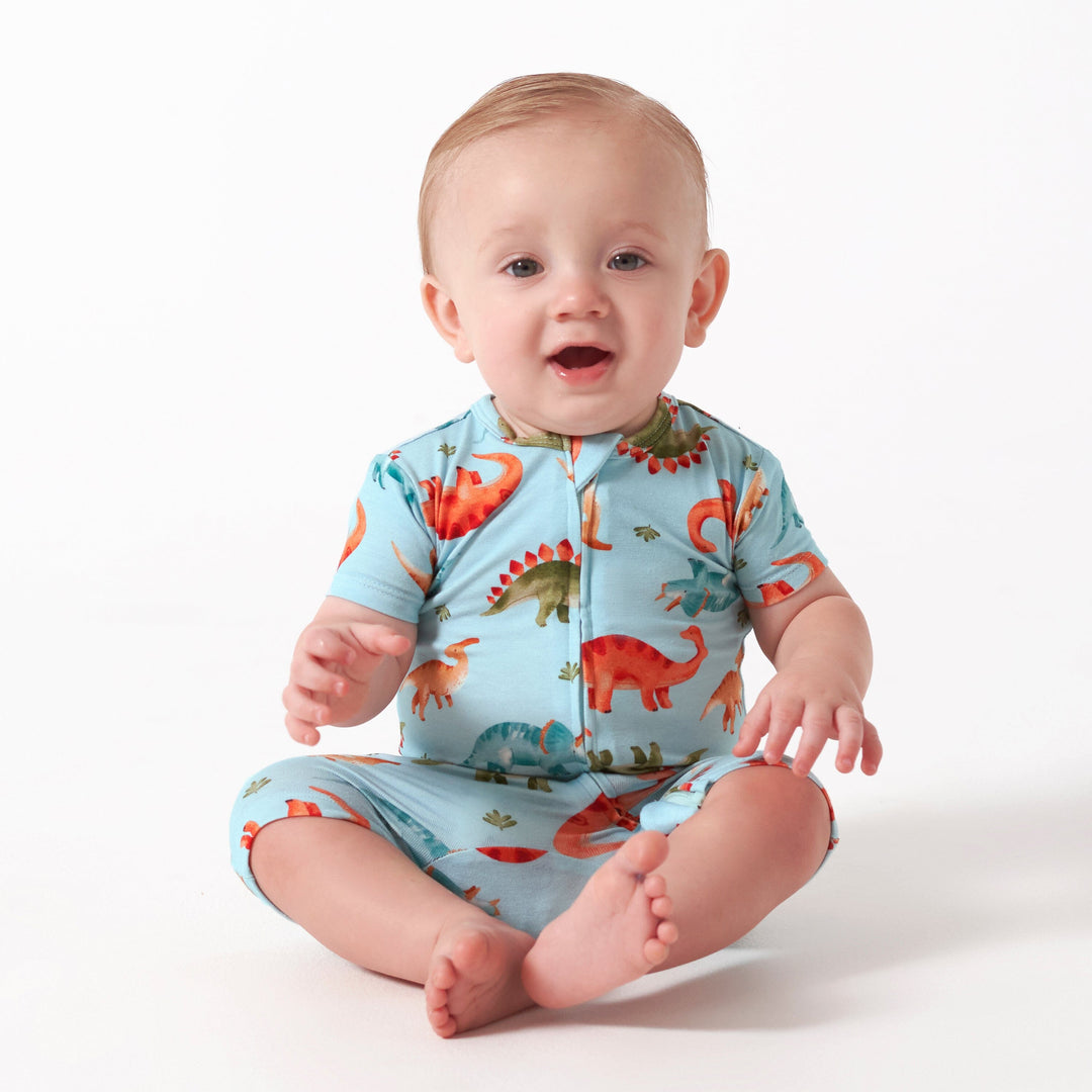 Baby Dino Buttery-Soft Viscose Made from Eucalyptus Snug Fit Romper