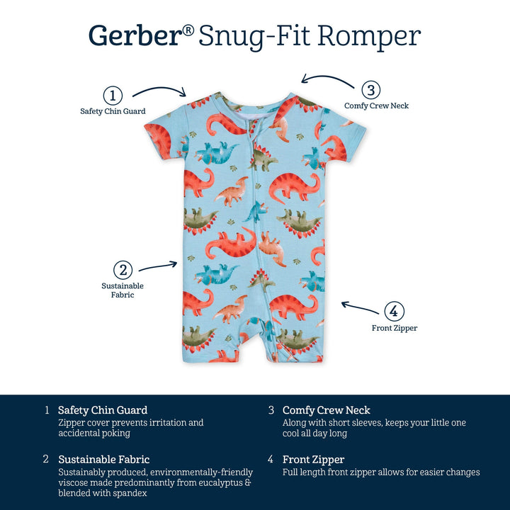 Baby Snugosaurous Buttery-Soft Viscose Made from Eucalyptus Snug Fit Romper