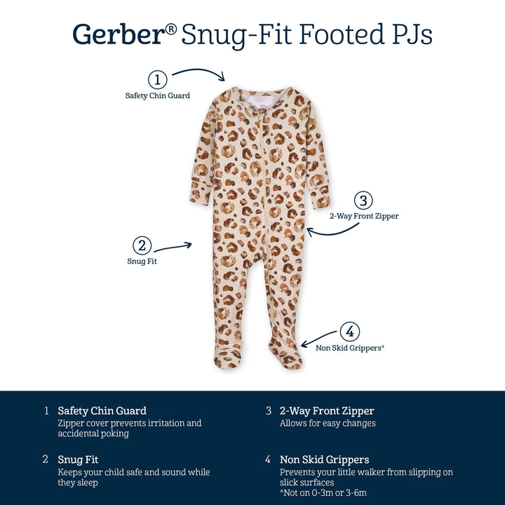 Baby & Toddler Spotted Leopard Buttery Soft Viscose Made from Eucalyptus Snug Fit Footed Pajamas