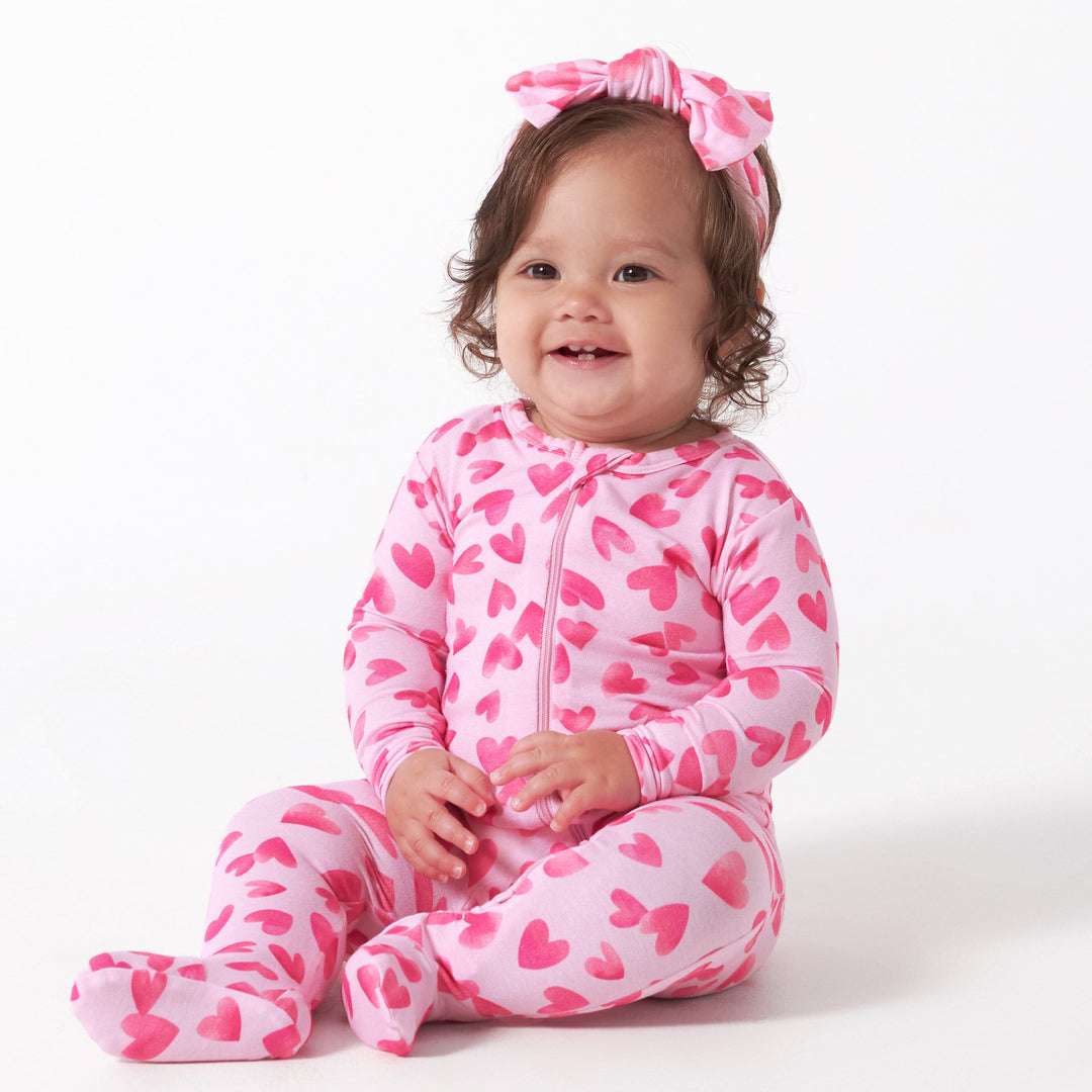 Baby & Toddler Girls Heartfelt Buttery-Soft Viscose Made from Eucalyptus Snug Fit Footed Pajamas