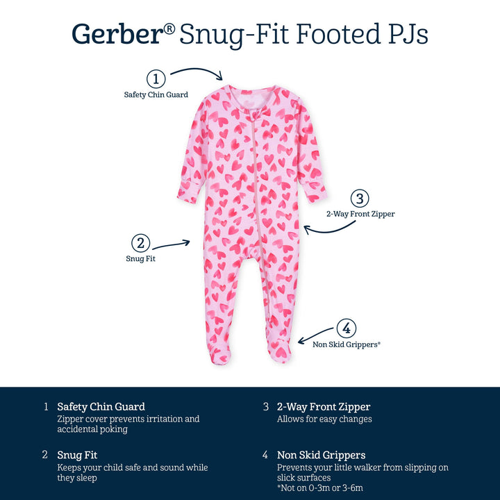Baby & Toddler Girls Heartfelt Buttery Soft Viscose Made from Eucalyptus Snug Fit Footed Pajamas