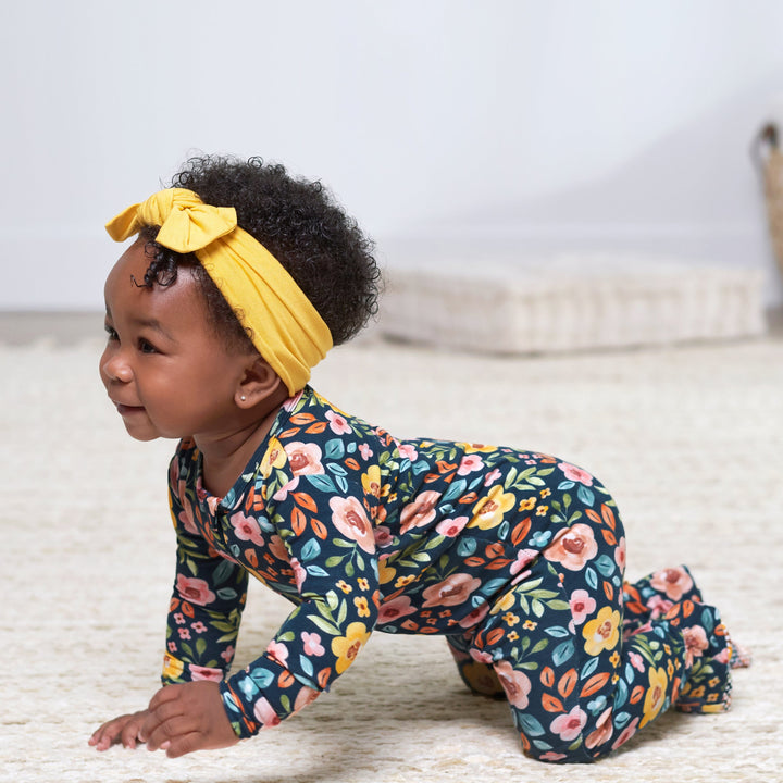 Baby & Toddler Girls Midnight Floral Buttery Soft Viscose Made from Eucalyptus Snug Fit Footed Pajamas