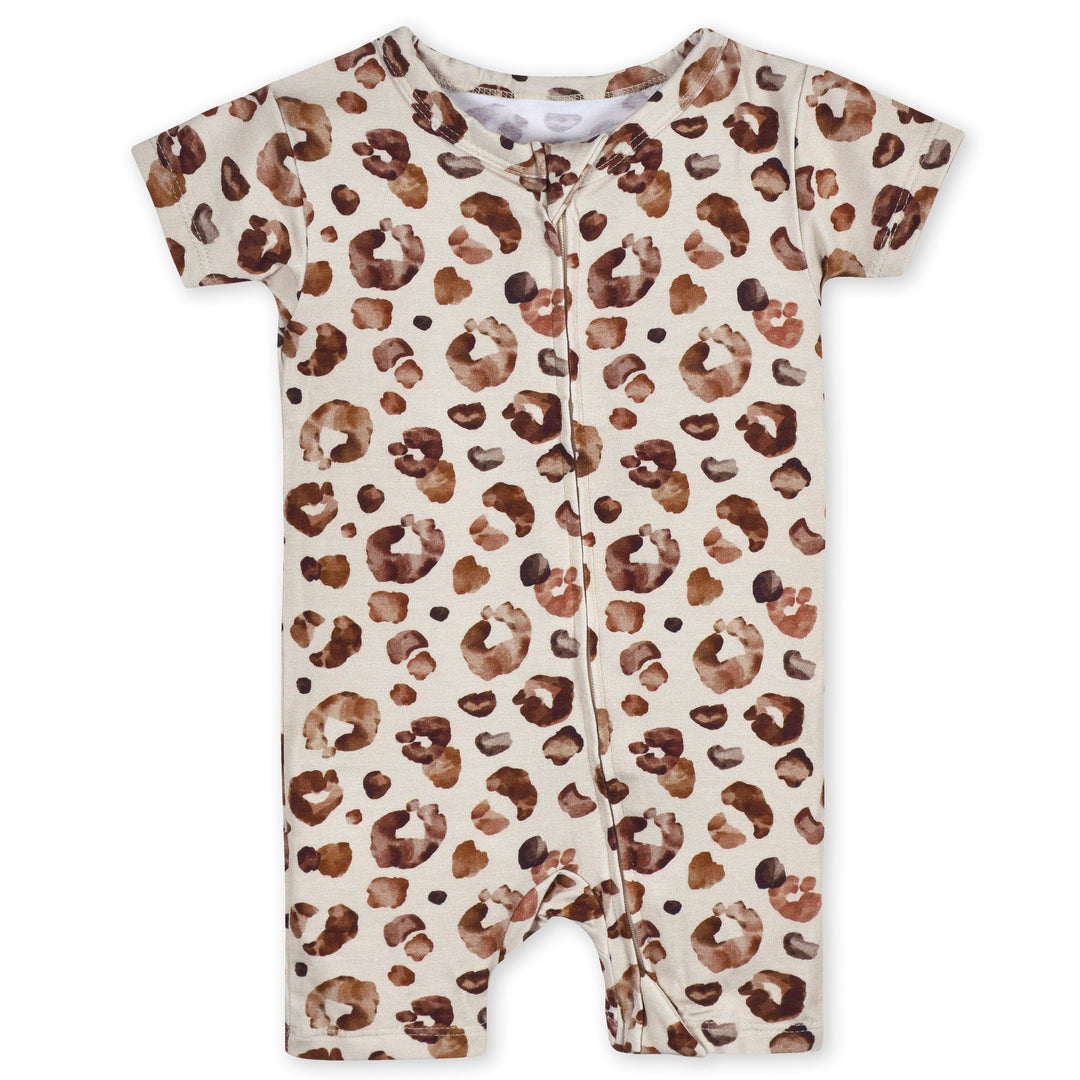 Baby Spotted Leopard Buttery-Soft Viscose Made from Eucalyptus Snug Fit Romper