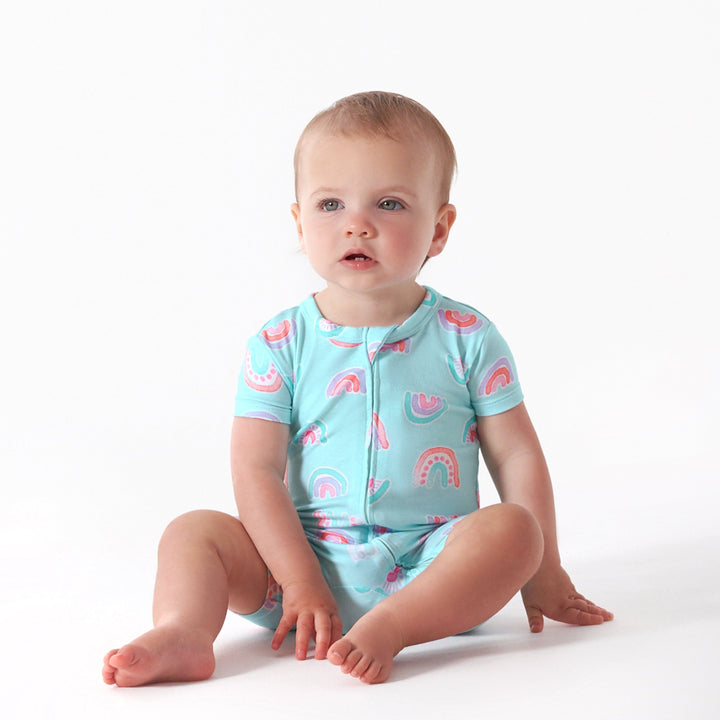 Baby Girls Rainbow Buttery-Soft Viscose Made from Eucalyptus Snug Fit Romper
