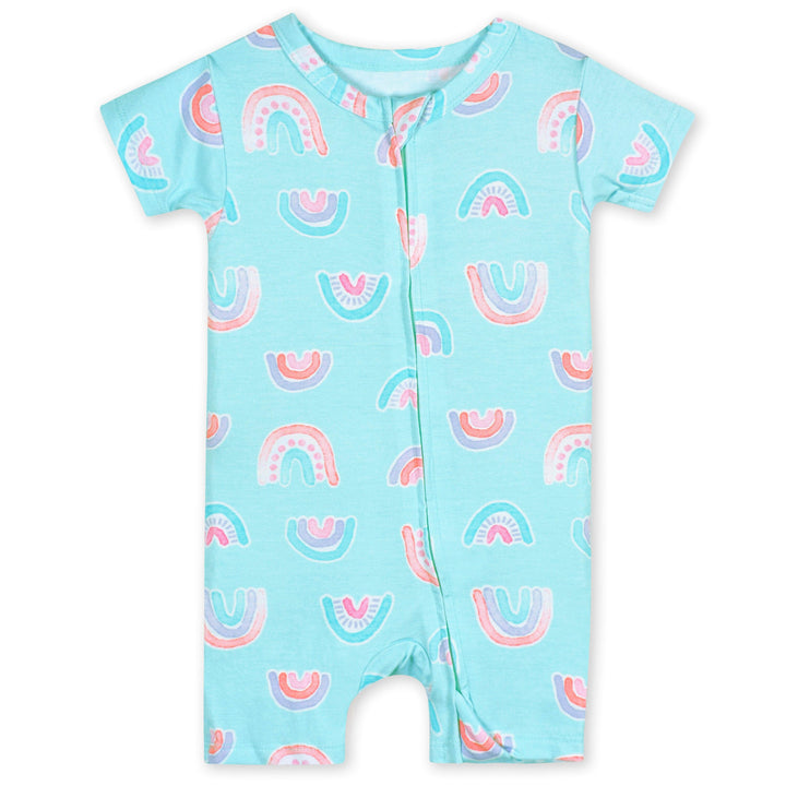 Baby Girls Rainbow Sky Buttery Soft Viscose Made from Eucalyptus Snug Fit Romper