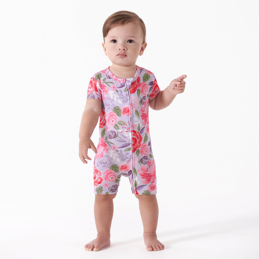 Baby Girls Lilac Garden Buttery-Soft Viscose Made from Eucalyptus Snug Fit Romper