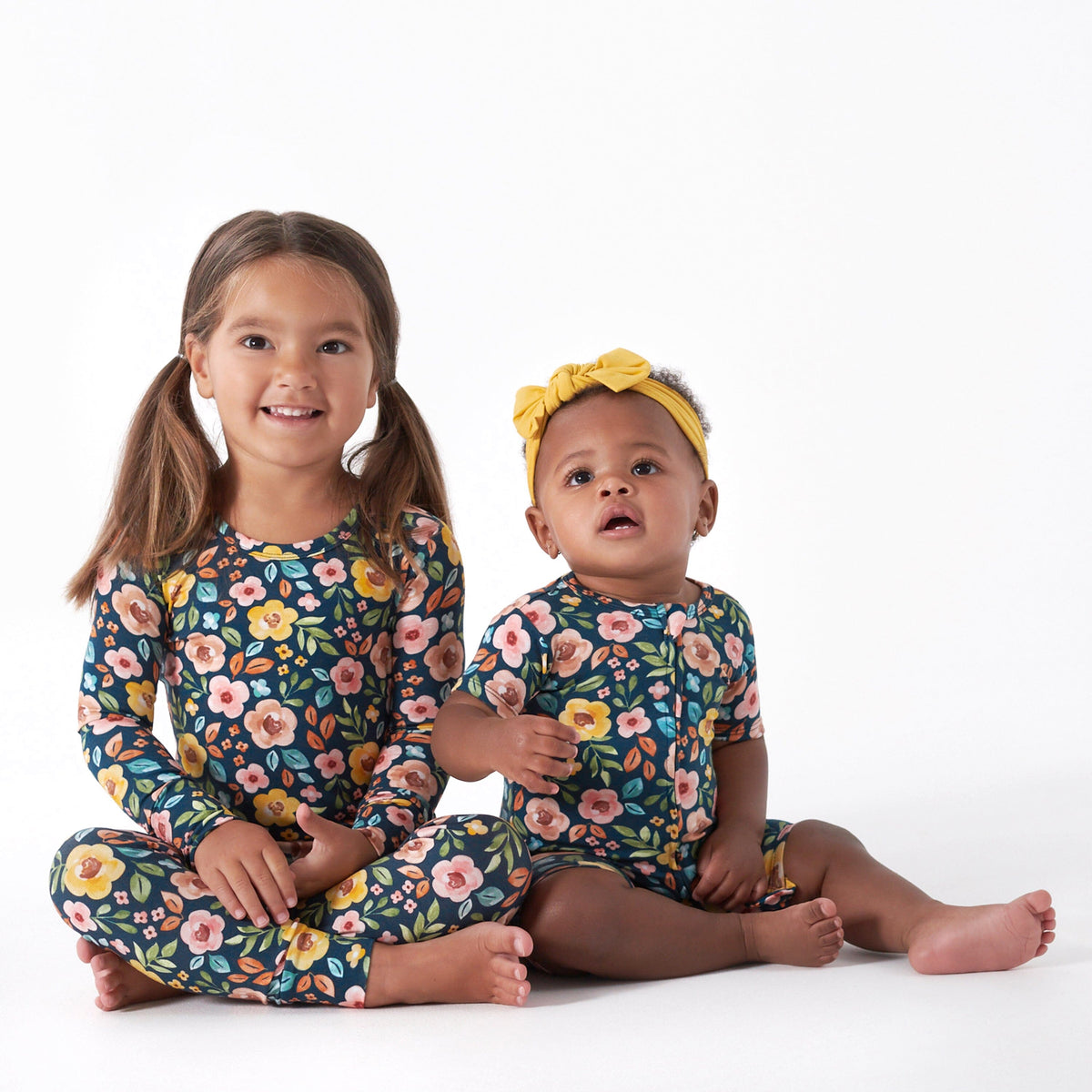 Baby Girls Midnight Floral Buttery-Soft Viscose Made from Eucalyptus Snug Fit Romper