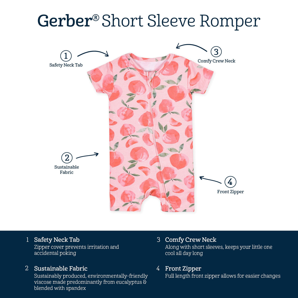 Baby Girls Just Peachy Buttery-Soft Viscose Made from Eucalyptus Snug Fit Romper
