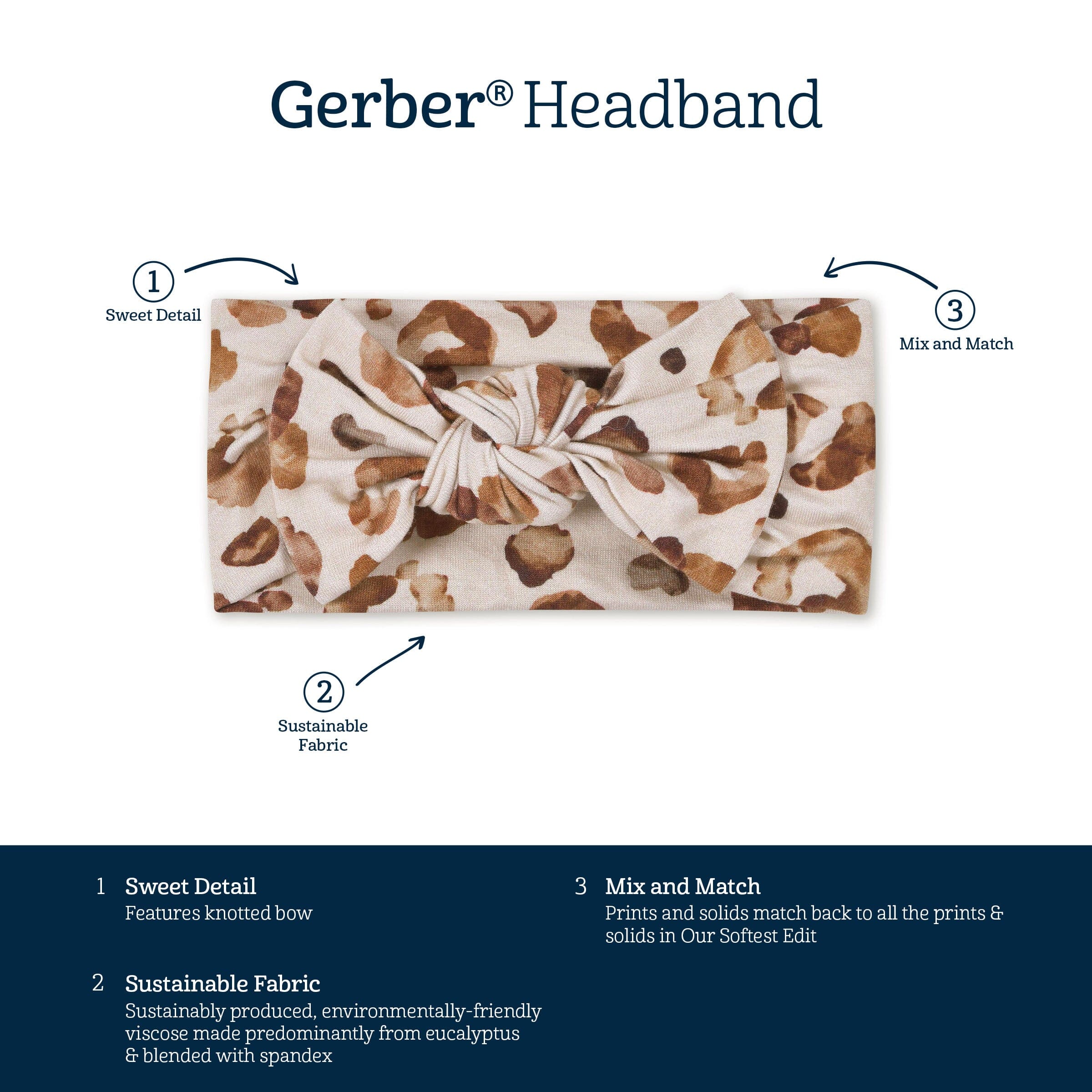 Girls Leopard Buttery-Soft Viscose Made from Eucalyptus Headband