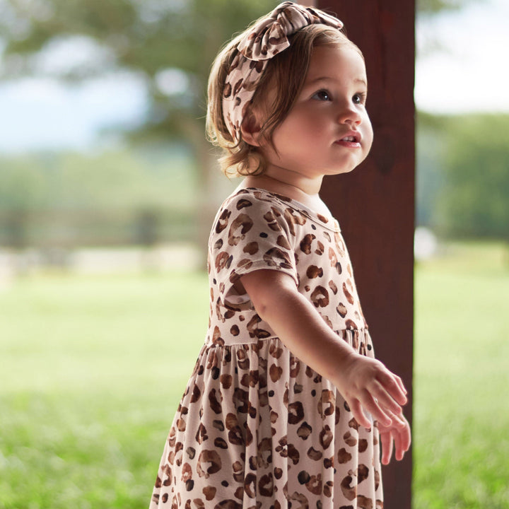 Infant & Toddler Girls Spotted Leopard Buttery Soft Viscose Made from Eucalyptus Twirl Dress