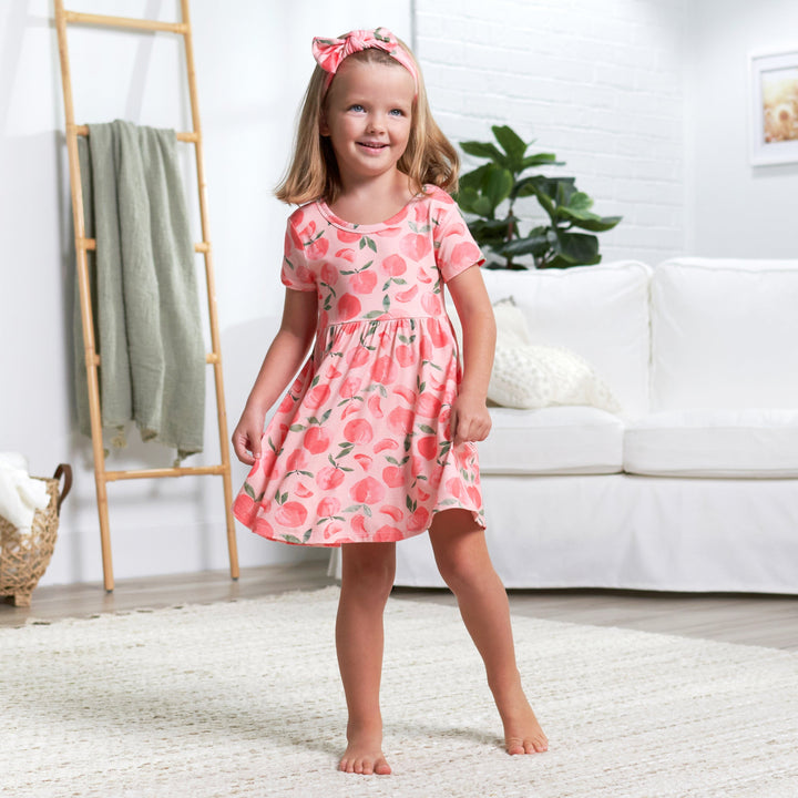 Infant & Toddler Girls Just Peachy Buttery Soft Viscose Made from Eucalyptus Twirl Dress