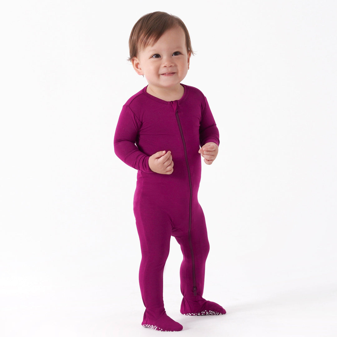 Baby & Toddler Wine Buttery-Soft Viscose Made from Eucalyptus Snug Fit Footed Pajamas