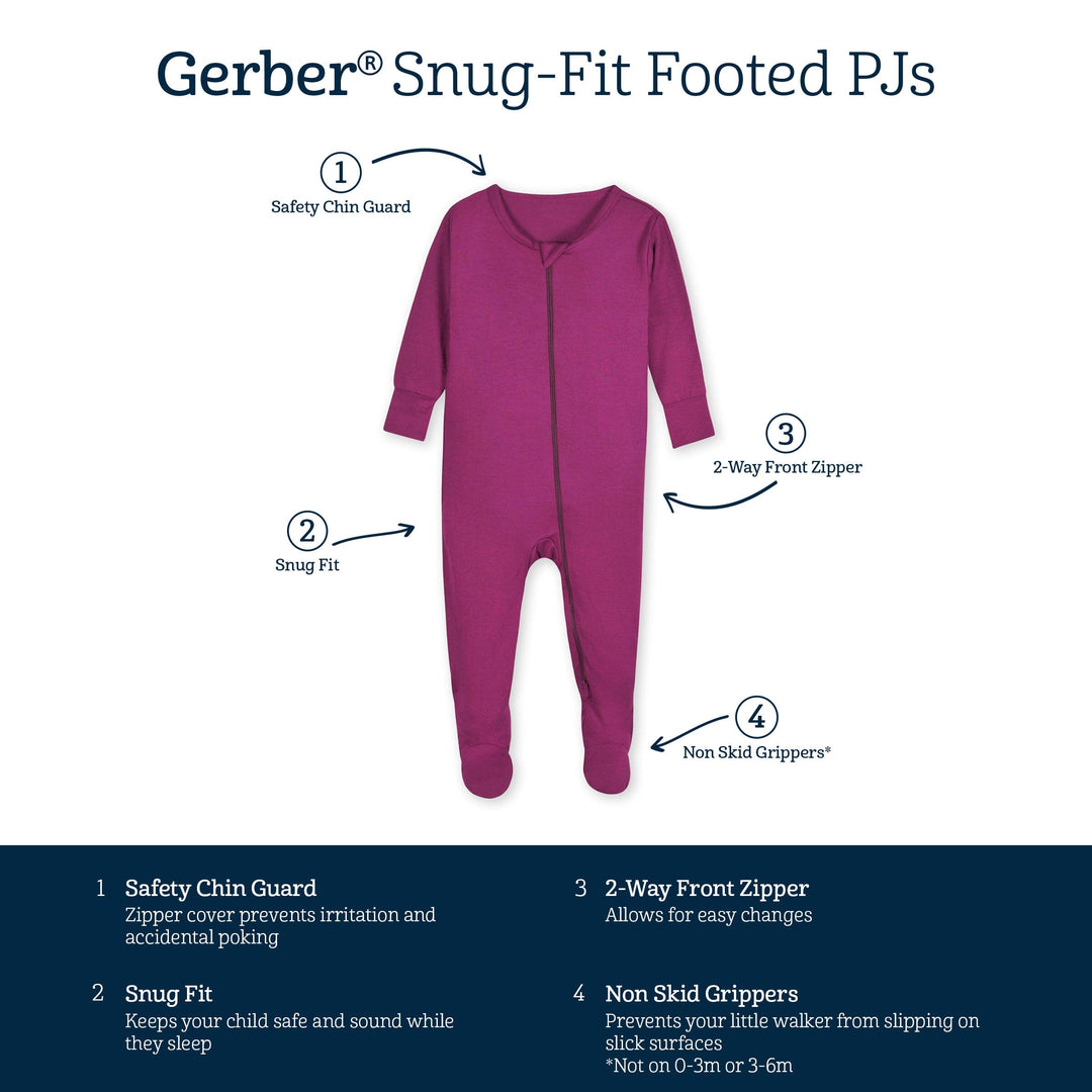 Baby & Toddler Raspberry Buttery Soft Viscose Made from Eucalyptus Snug Fit Footed Pajamas