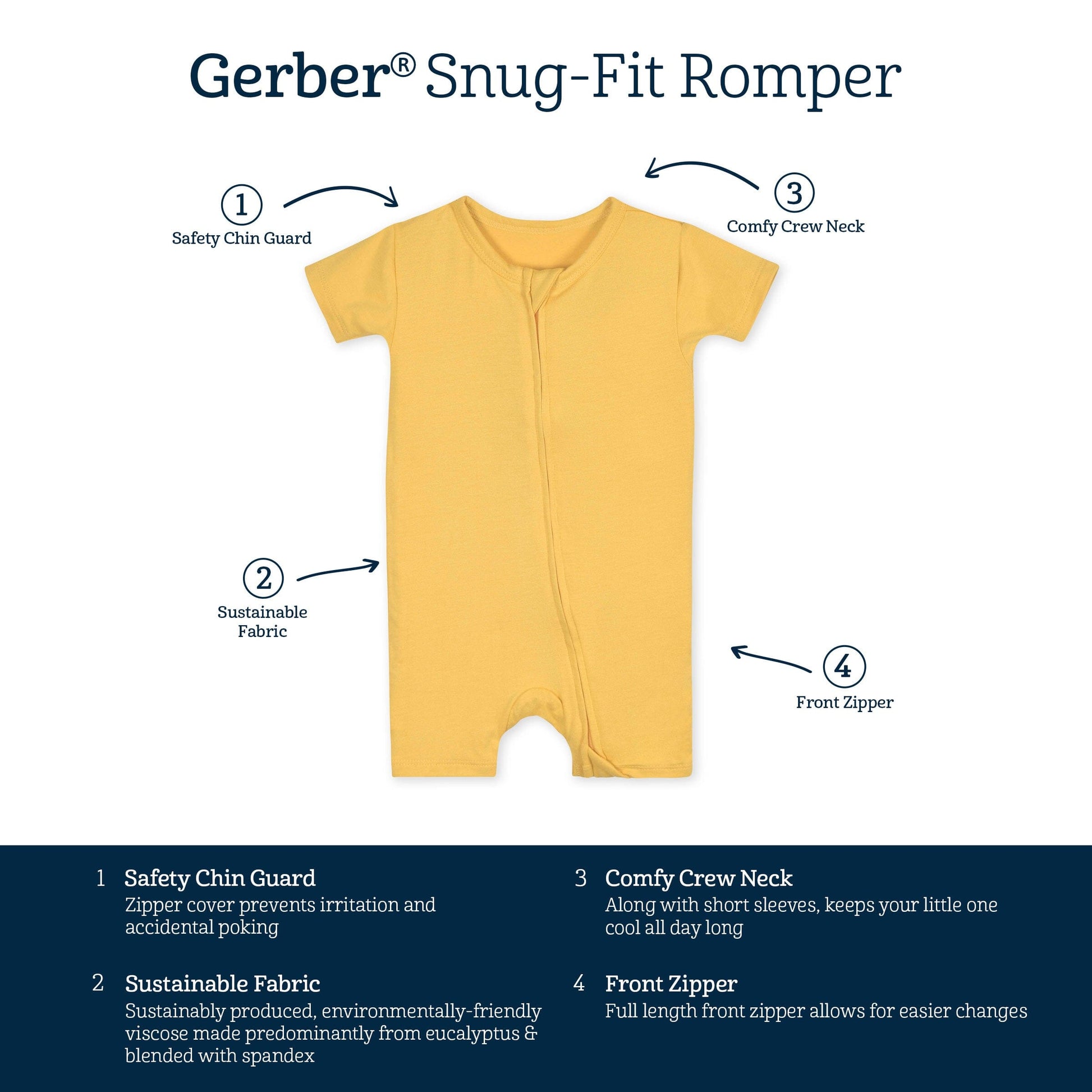 Baby Honey Buttery-Soft Viscose Made from Eucalyptus Snug Fit Romper