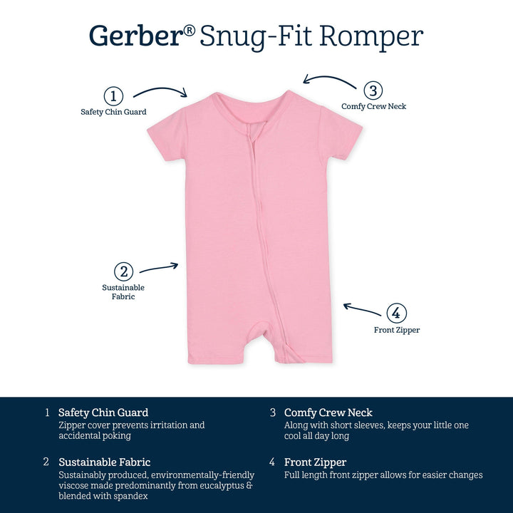 Baby Pink Lemonade Buttery-Soft Viscose Made from Eucalyptus Snug Fit Romper