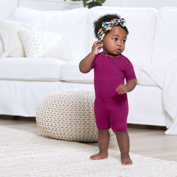 Baby Raspberry Buttery Soft Viscose Made from Eucalyptus Snug Fit Romper