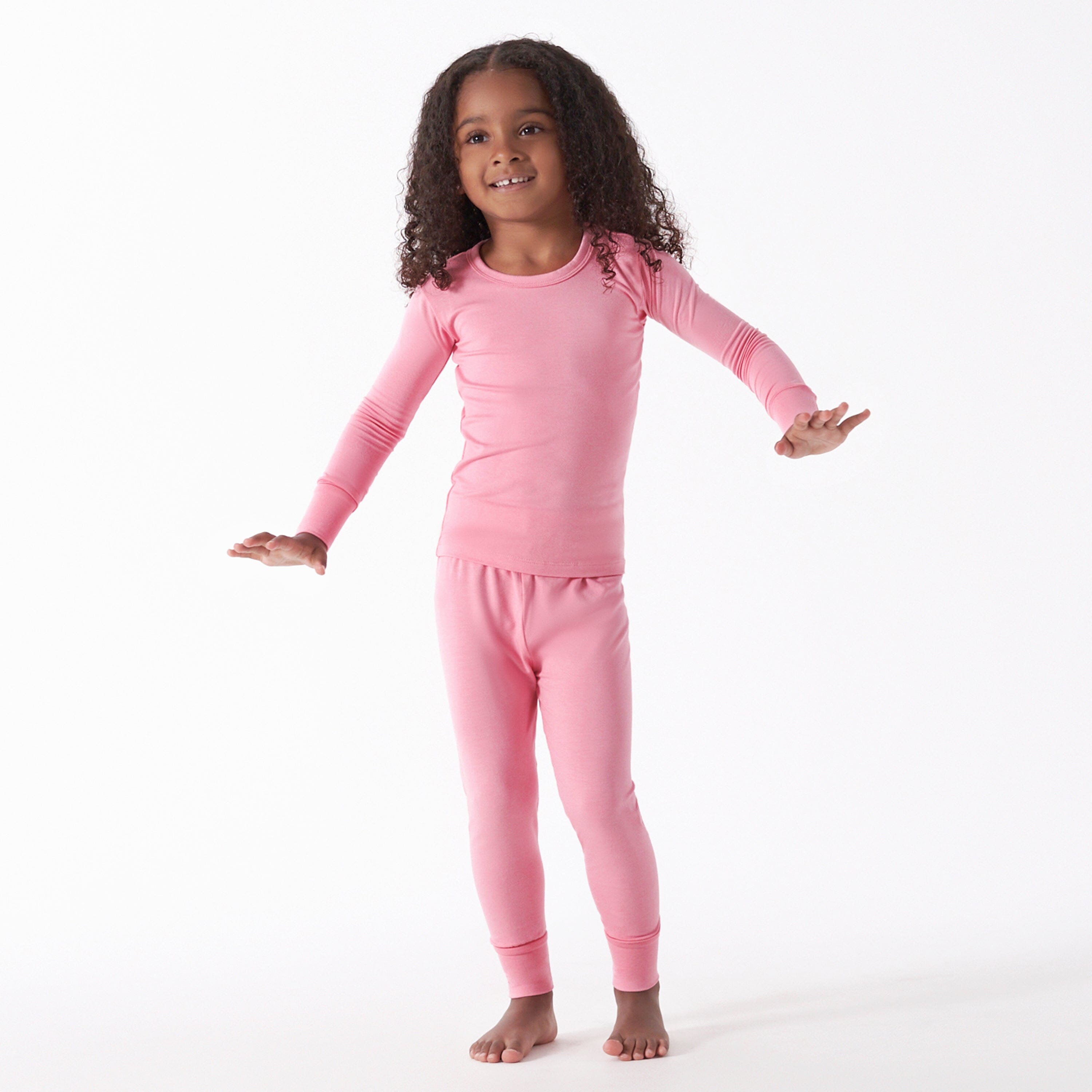 2-Piece Infant & Toddler Girls Sea Pink Buttery-Soft Viscose Made from Eucalyptus Snug Fit Pajamas