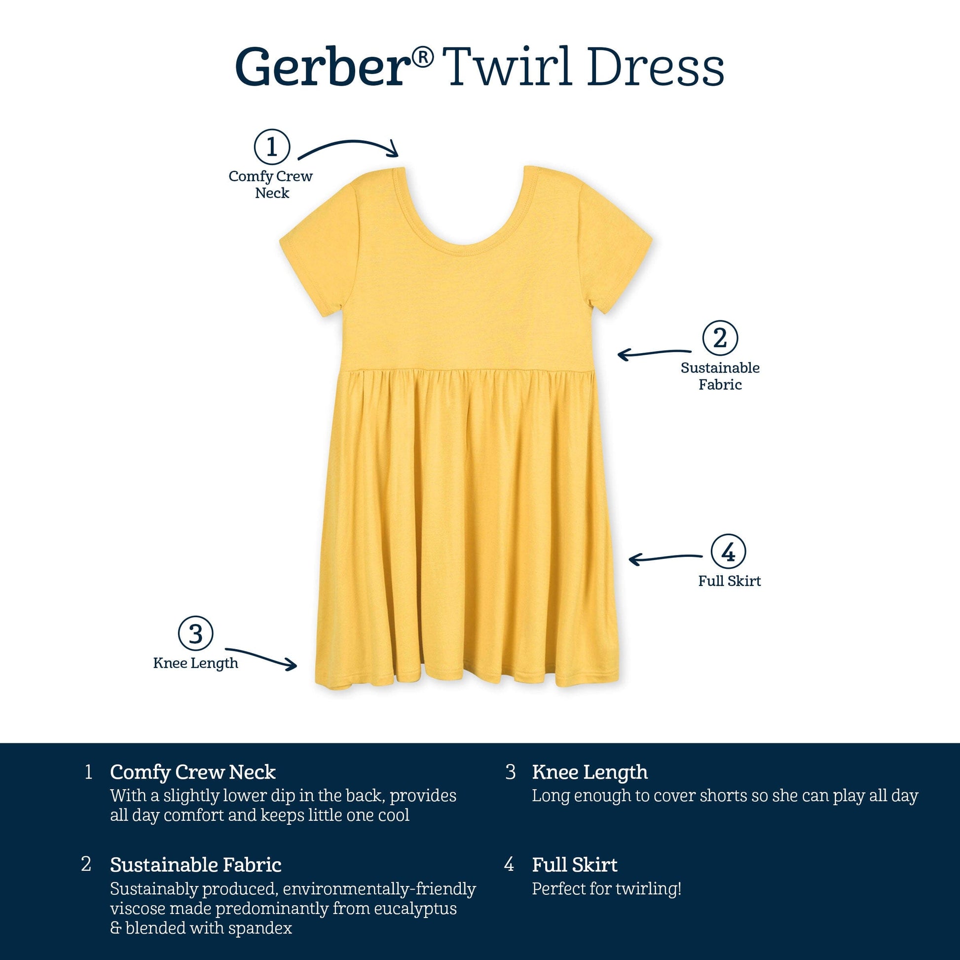 Infant & Toddler Girls Yolk Yellow Buttery-Soft Viscose Made from Eucalyptus Twirl Dress