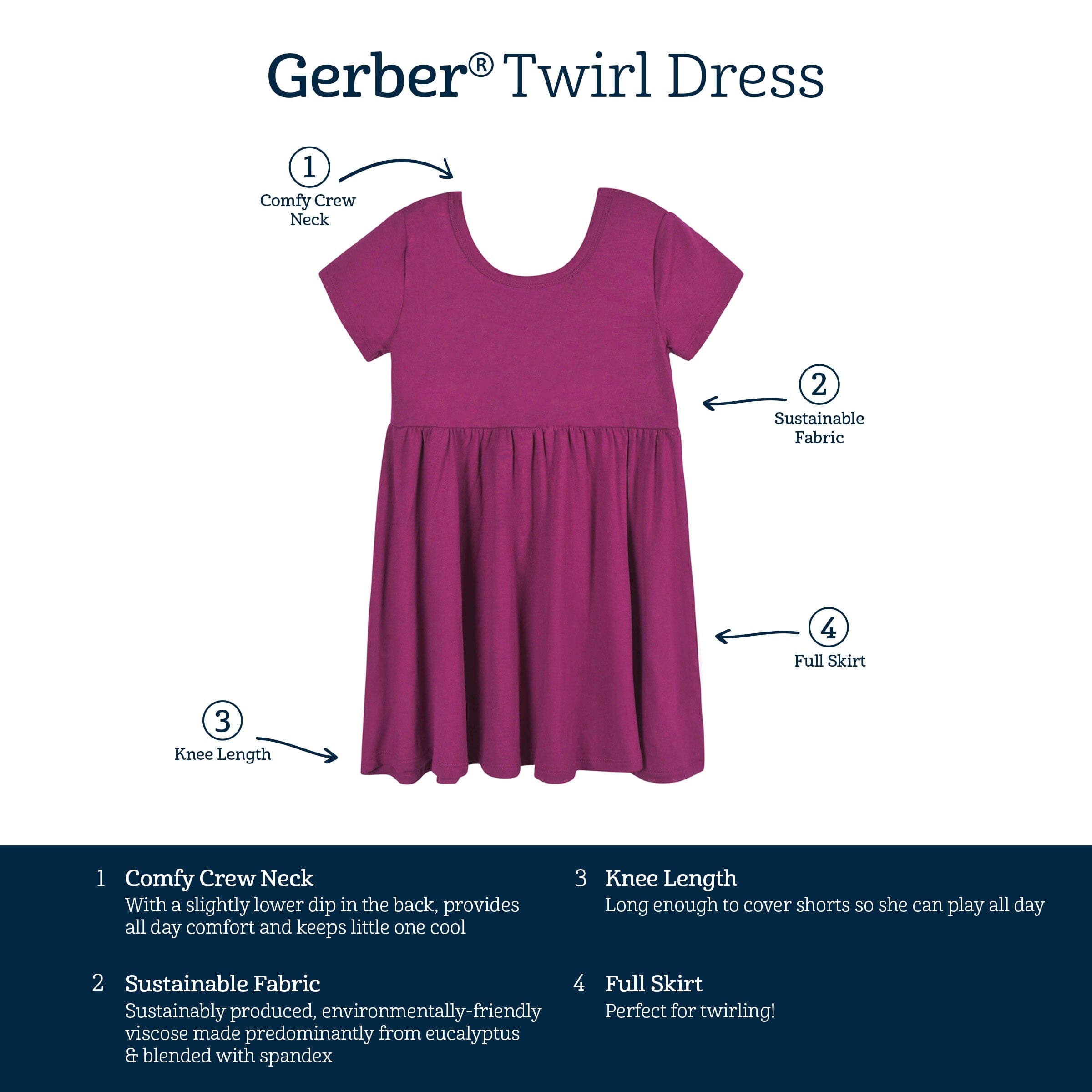 Infant & Toddler Girls Wine Buttery-Soft Viscose Made from Eucalyptus Twirl Dress