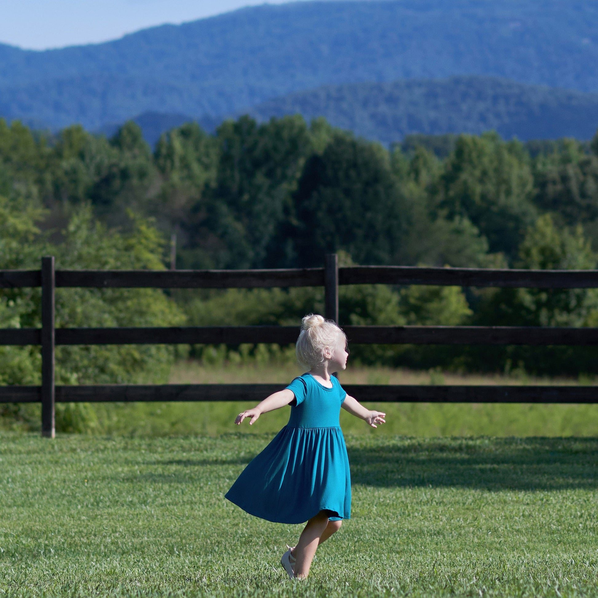 Infant & Toddler Girls Ocean Teal Buttery Soft Viscose Made from Eucalyptus Twirl Dress