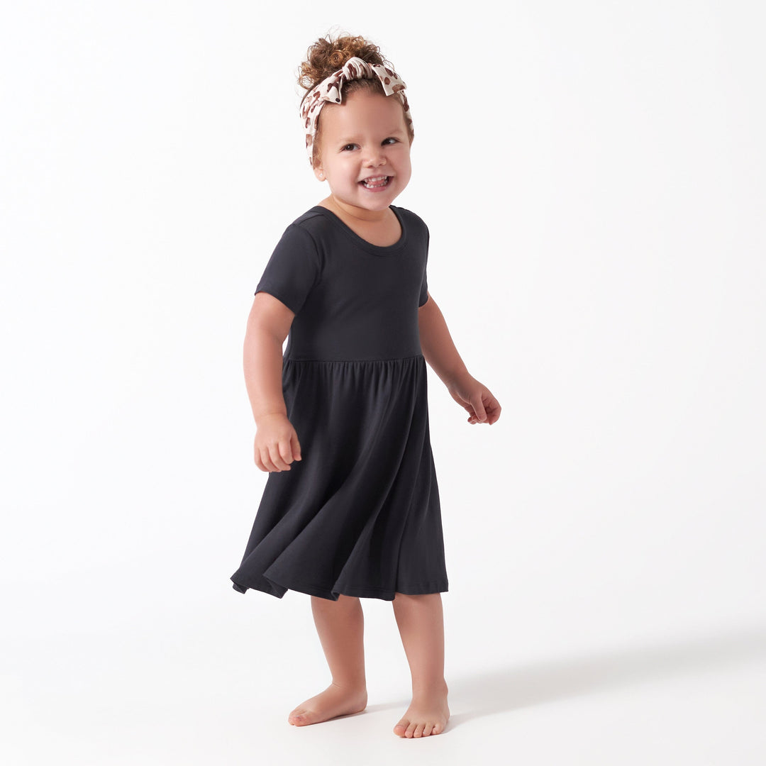 Infant & Toddler Girls Charcoal Buttery-Soft Viscose Made from Eucalyptus Twirl Dress