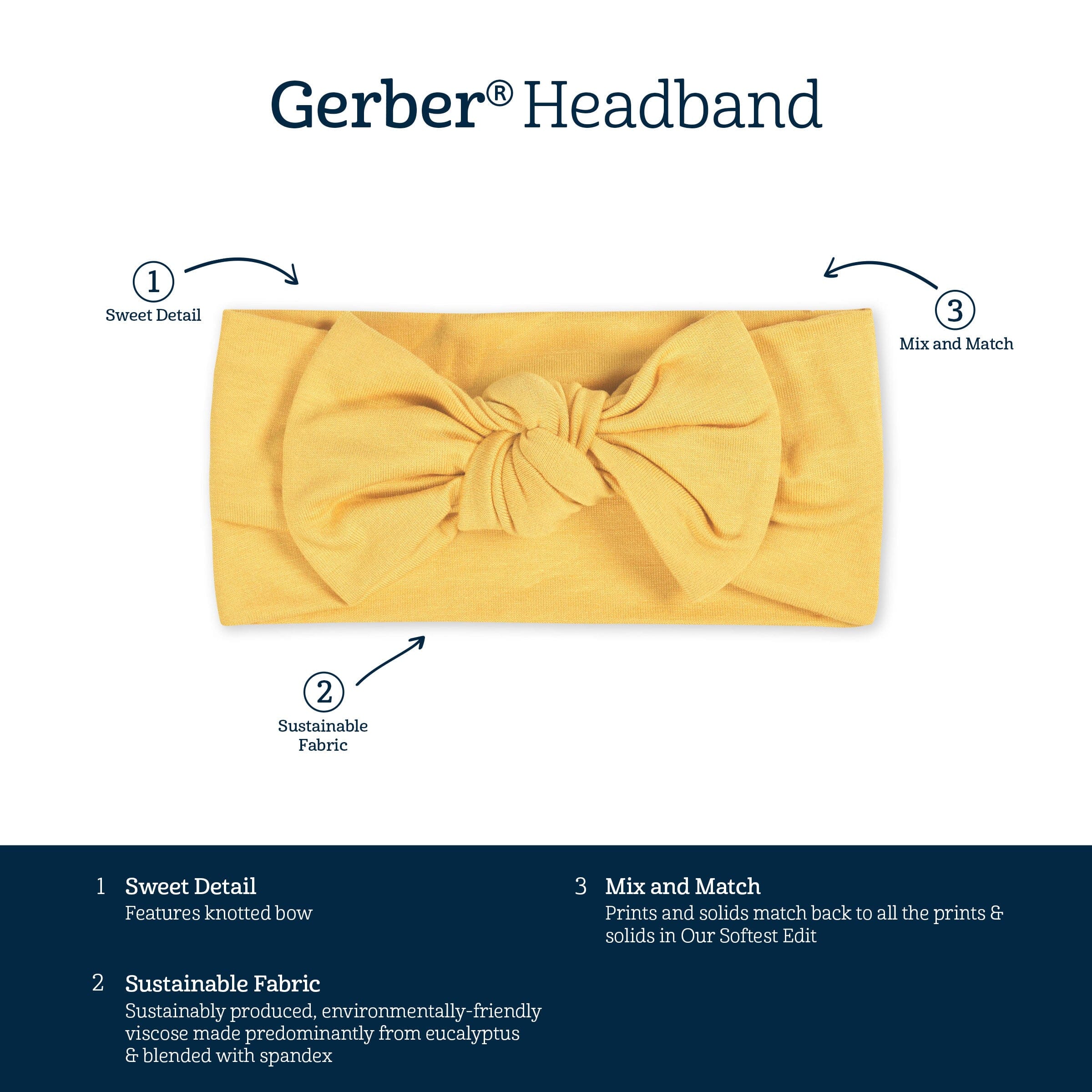 Girls Yolk Yellow Buttery-Soft Viscose Made from Eucalyptus Headband