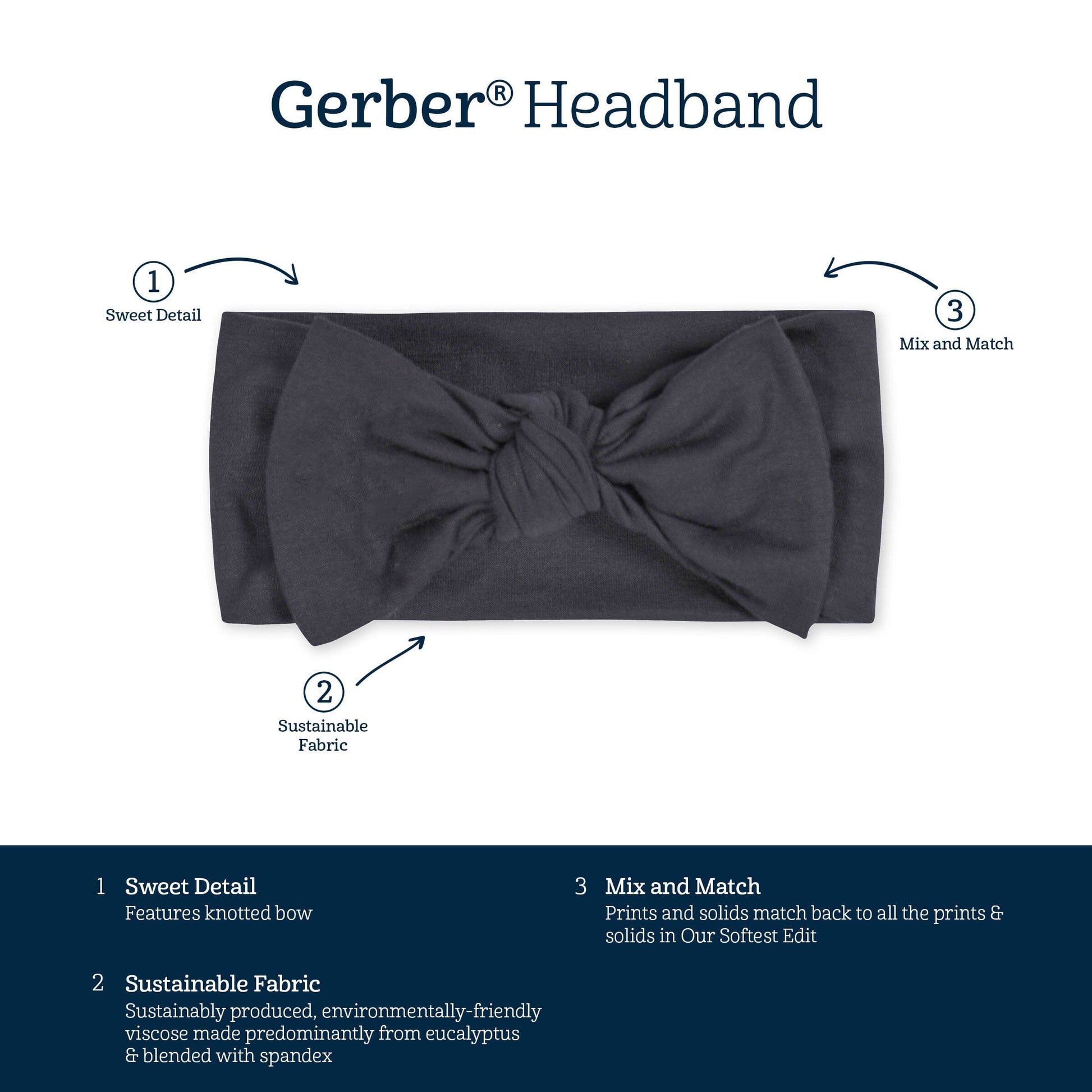 Girls Charcoal Buttery-Soft Viscose Made from Eucalyptus Headband
