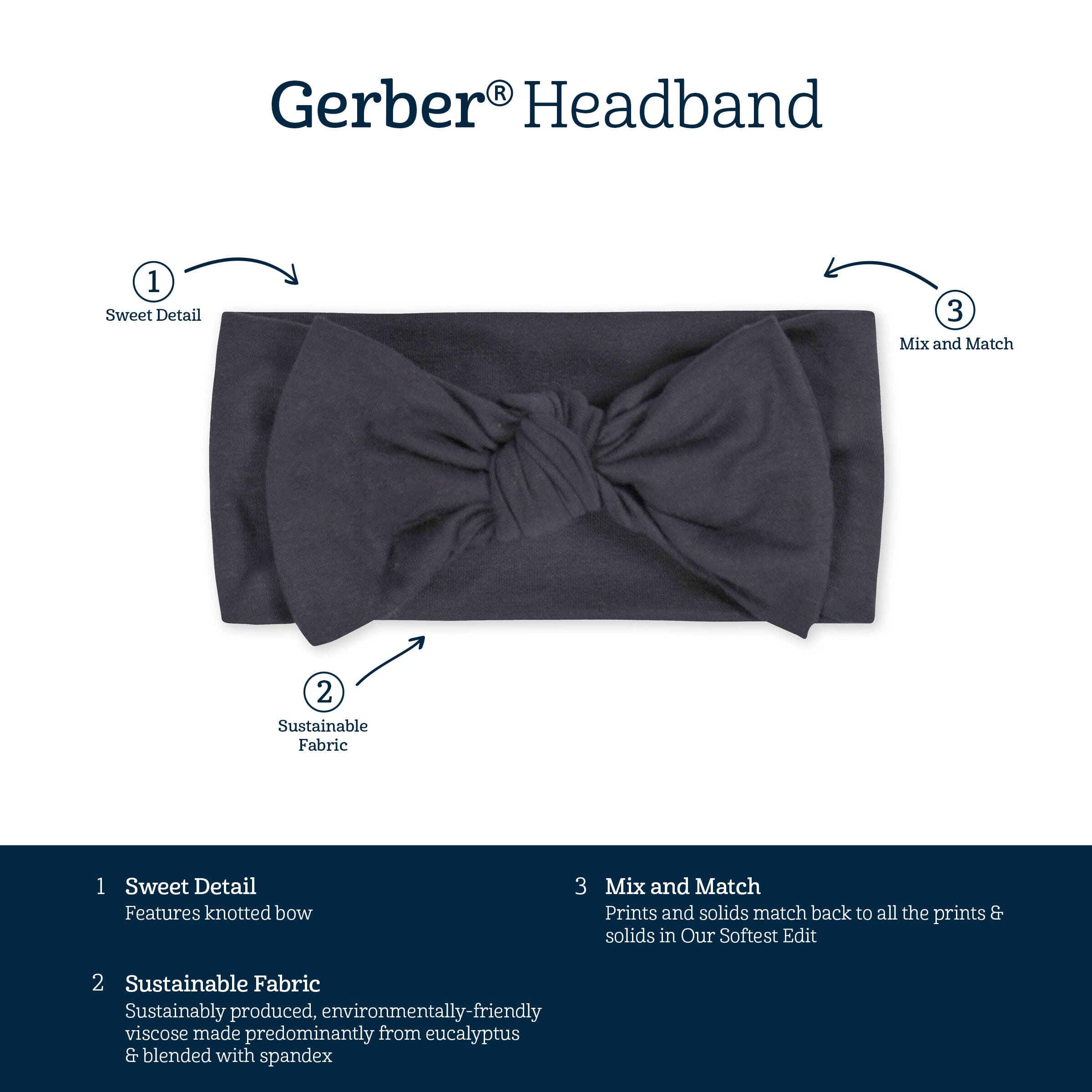 Girls Charcoal Buttery-Soft Viscose Made from Eucalyptus Headband