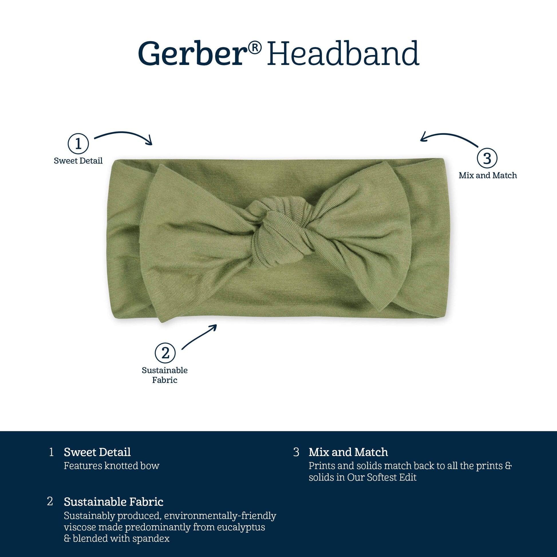 Girls Olive Buttery-Soft Viscose Made from Eucalyptus Headband