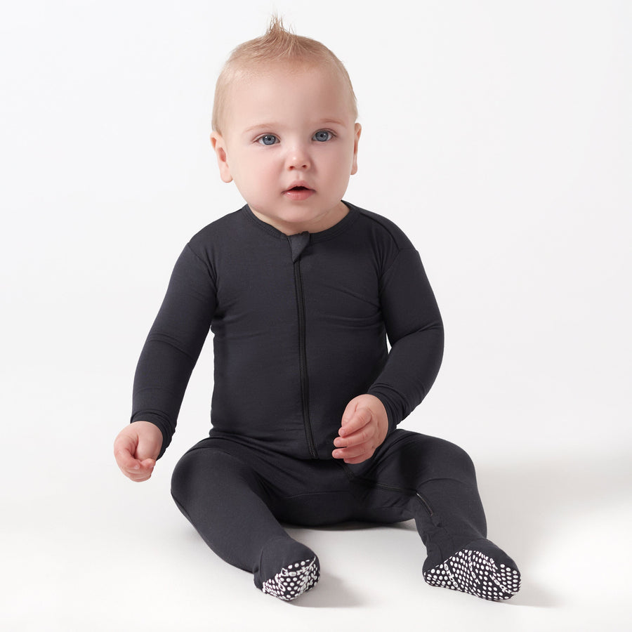Baby & Toddler Charcoal Buttery-Soft Viscose Made from Eucalyptus Snug Fit Footed Pajamas